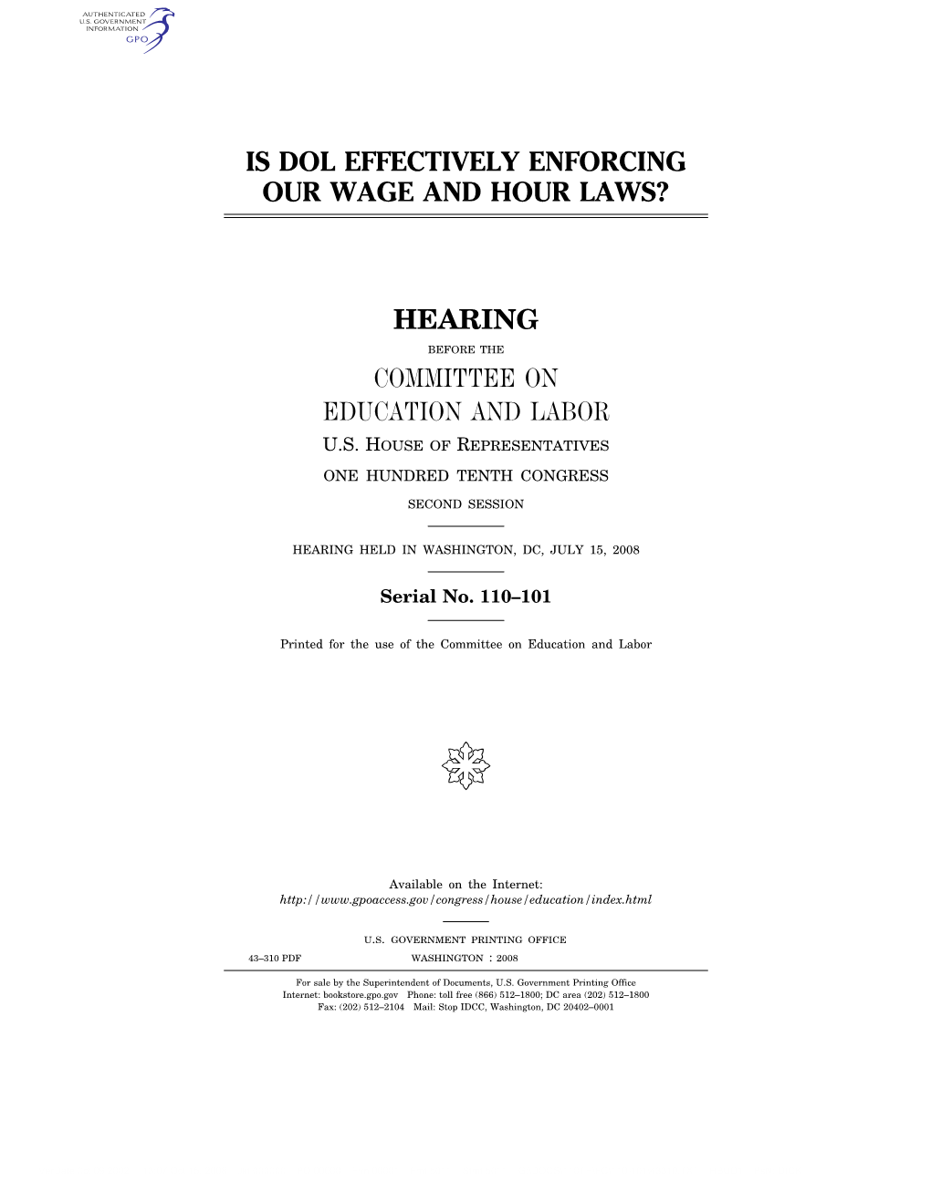 Is Dol Effectively Enforcing Our Wage and Hour Laws?