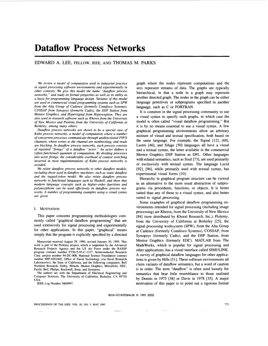 Dataflow Process Networks