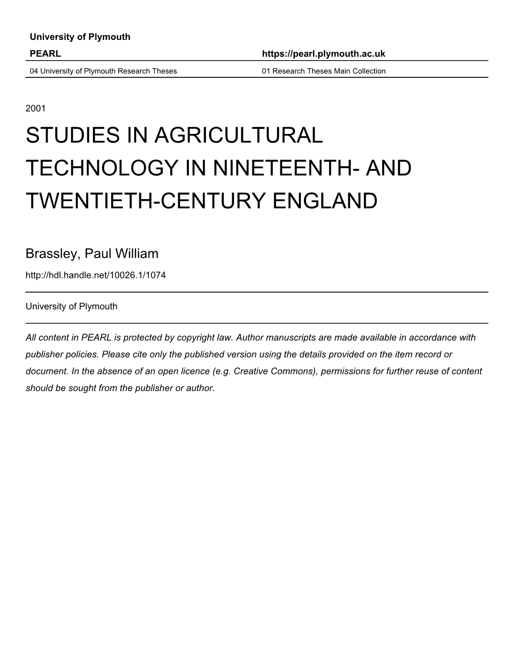 Royal Agricultural Society of England, 156,172-8 Brassley, P