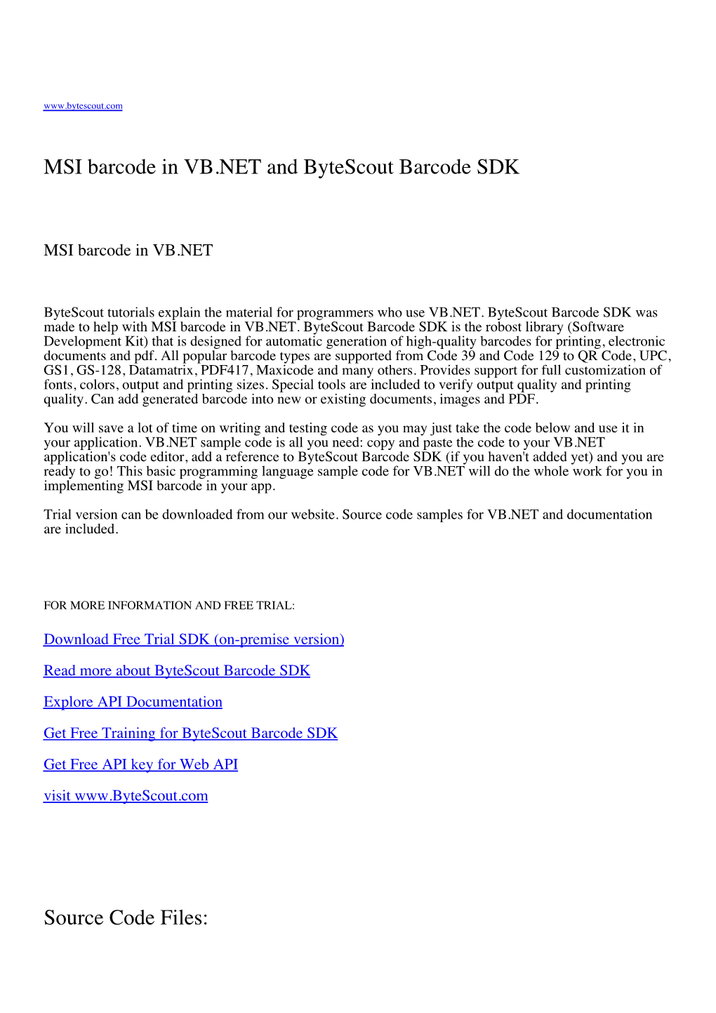 MSI Barcode in VB.NET and Bytescout Barcode SDK Source