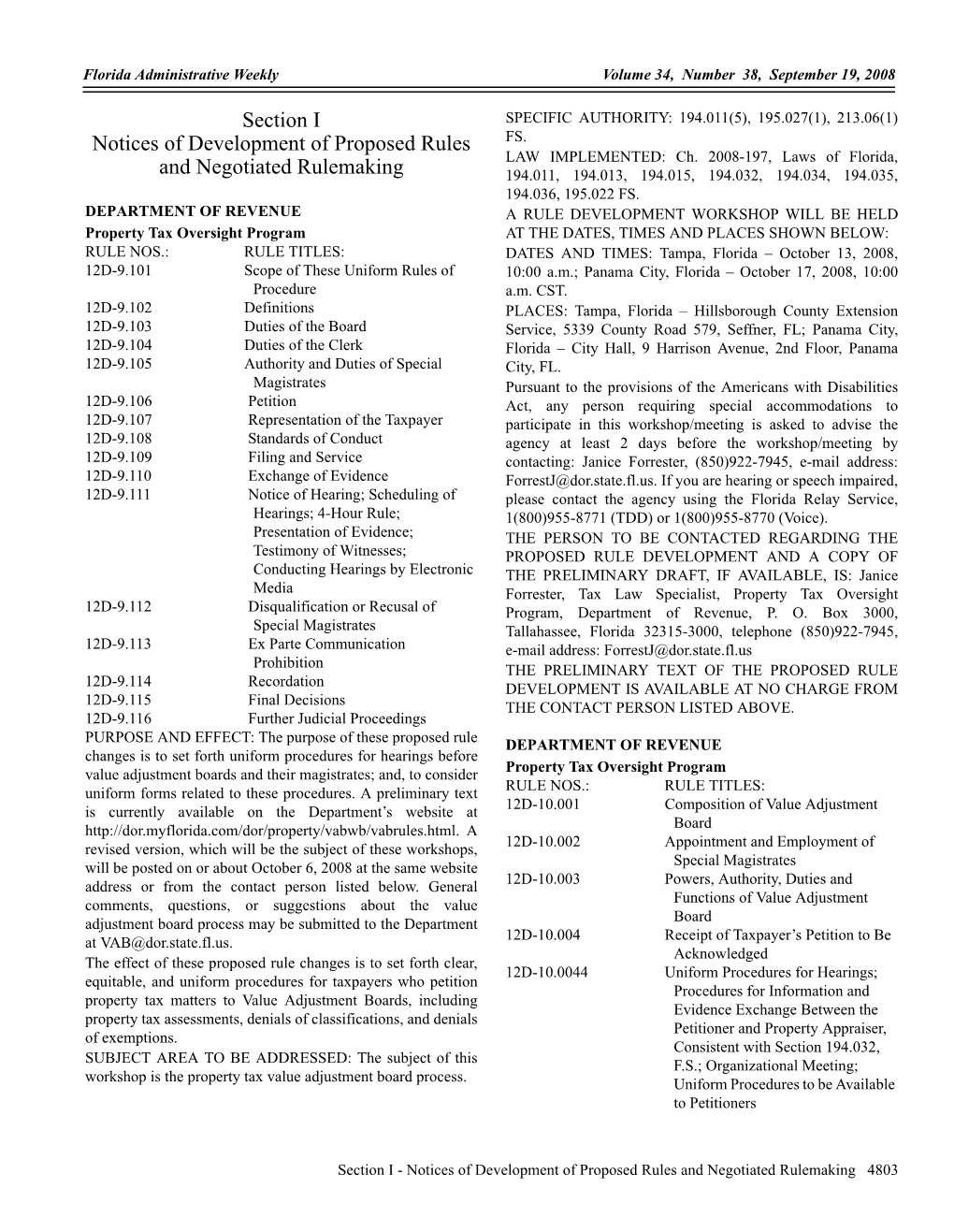 Section I Notices of Development Of