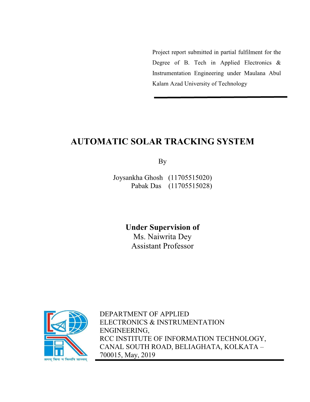 Automatic Solar Tracking System