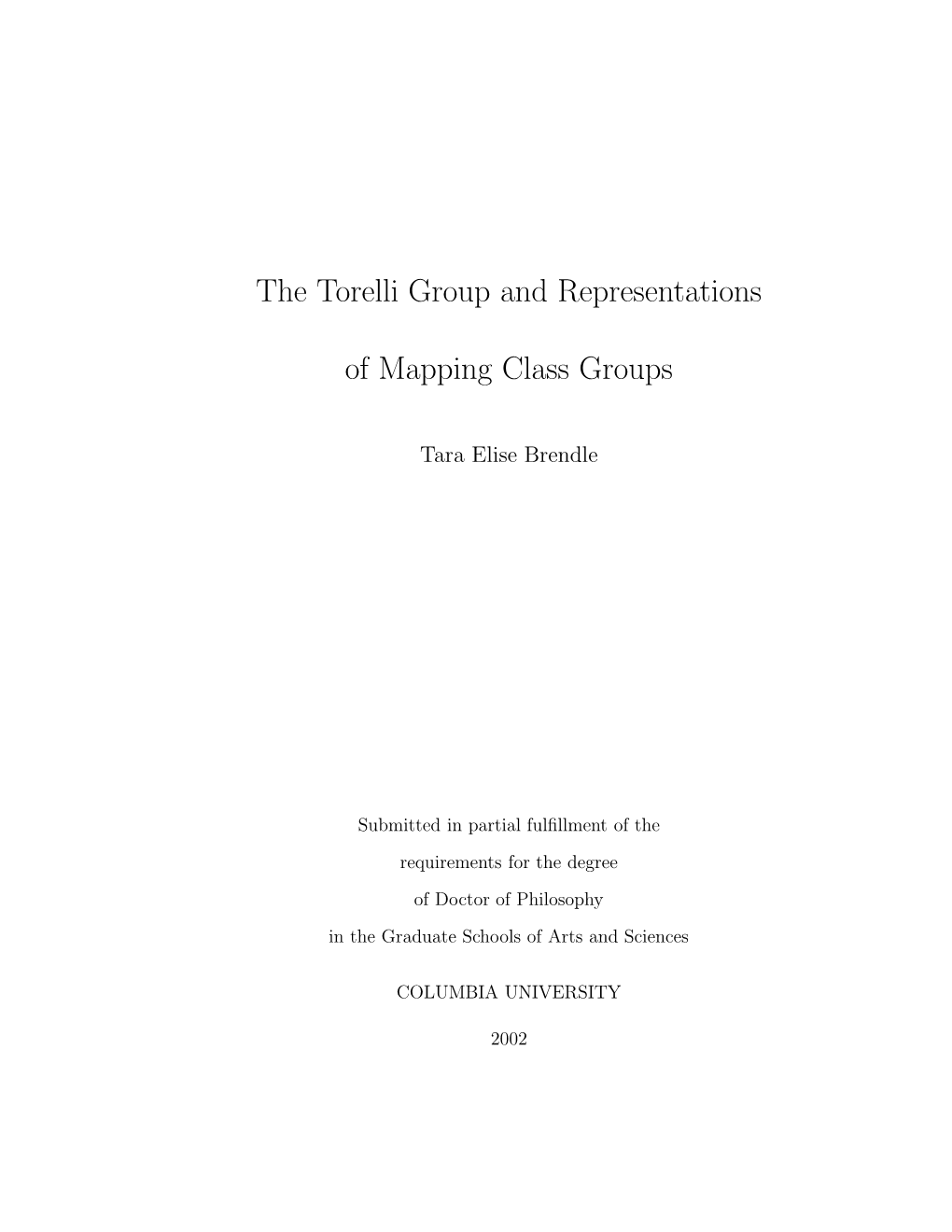 The Torelli Group and Representations of Mapping Class Groups