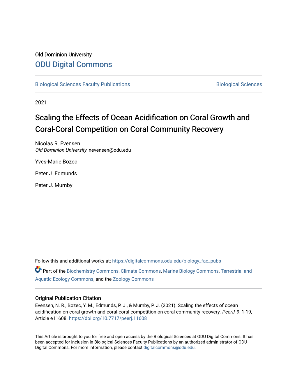 Scaling the Effects of Ocean Acidification on Coral Growth and Coral-Coral Competition on Coral Community Recovery