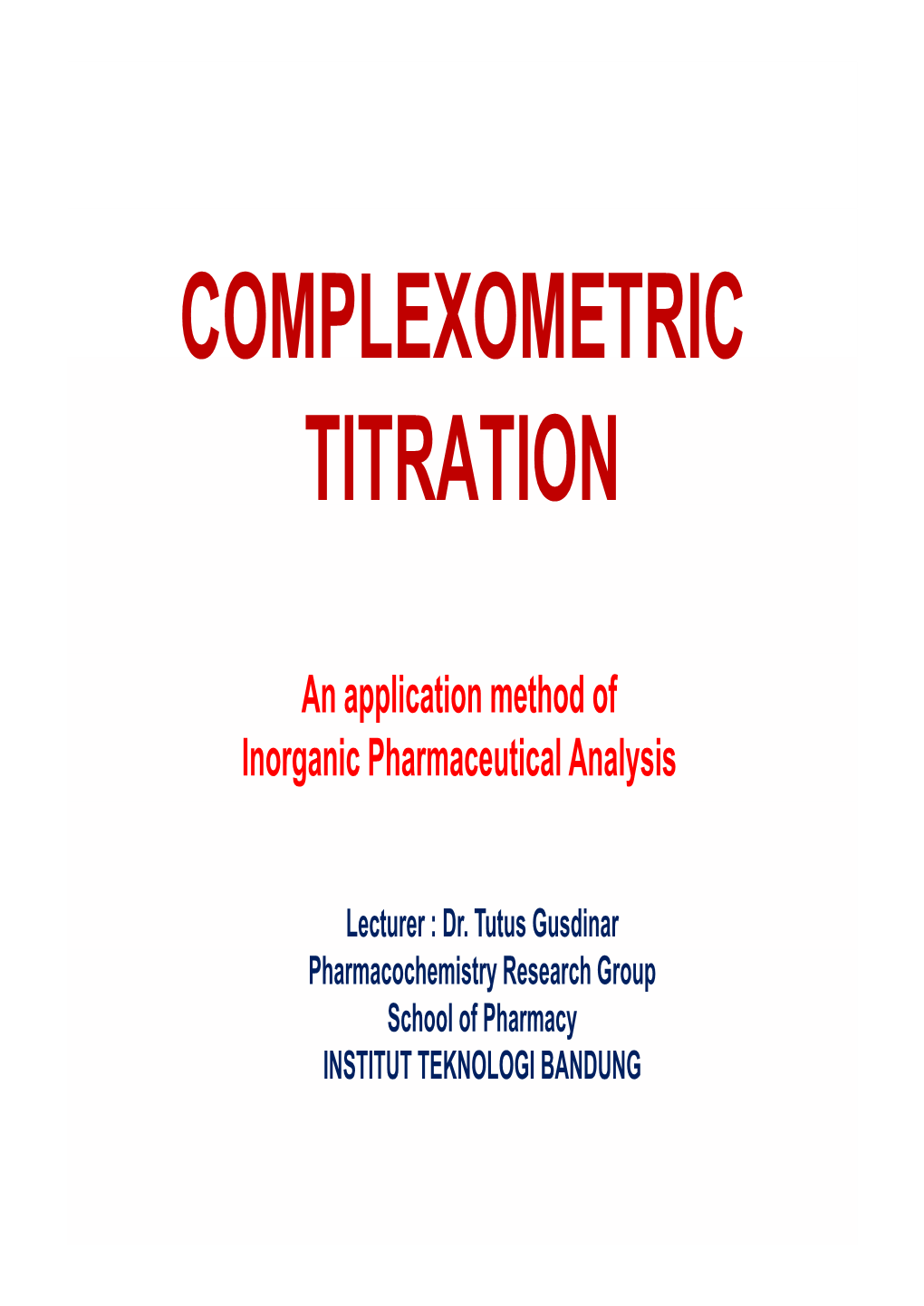 Complexometric Titration