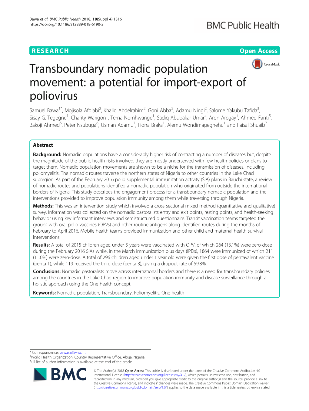 Transboundary Nomadic Population Movement: a Potential for Import
