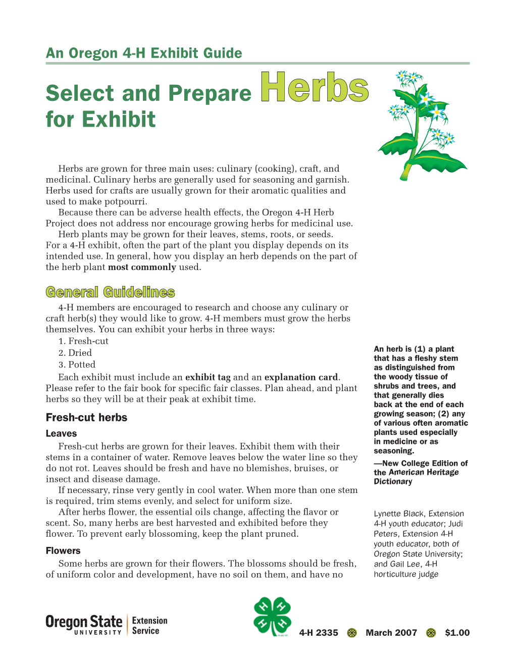 Select and Prepare Herbs for Exhibit