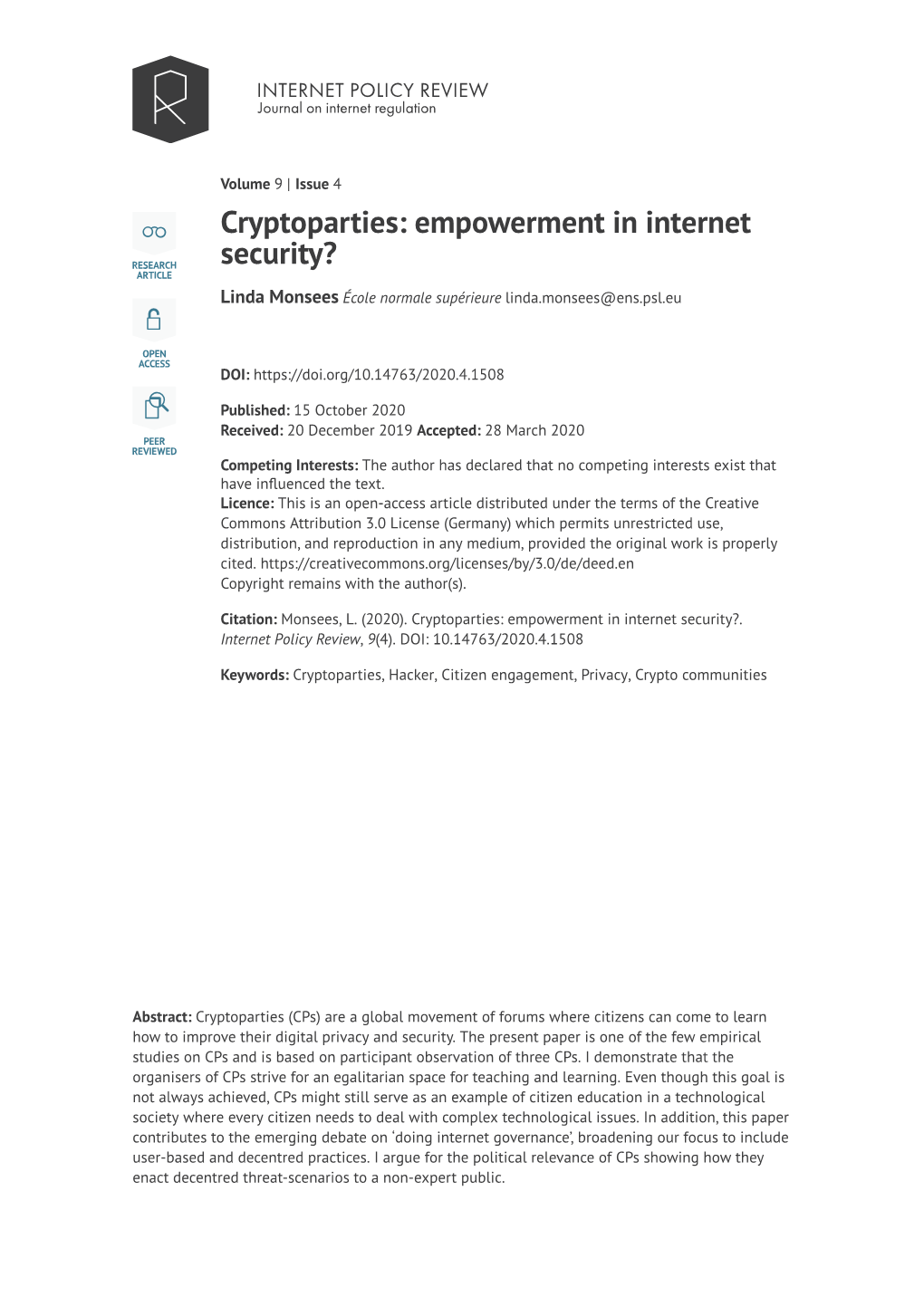 Cryptoparties: Empowerment in Internet Security?