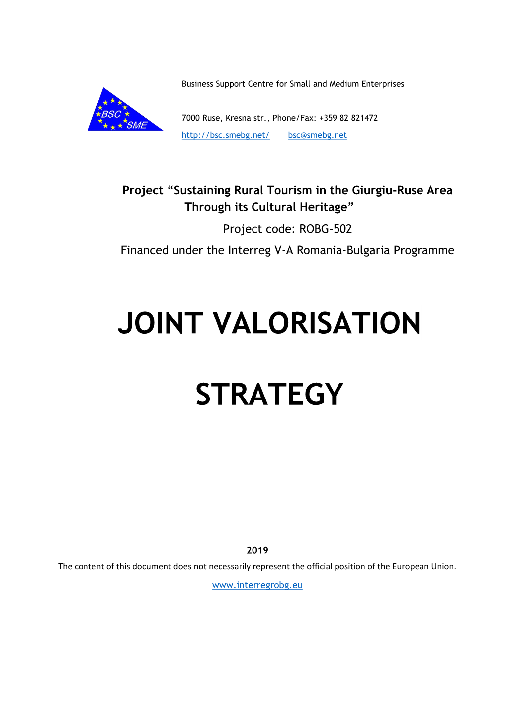 Joint Valorisation Strategy