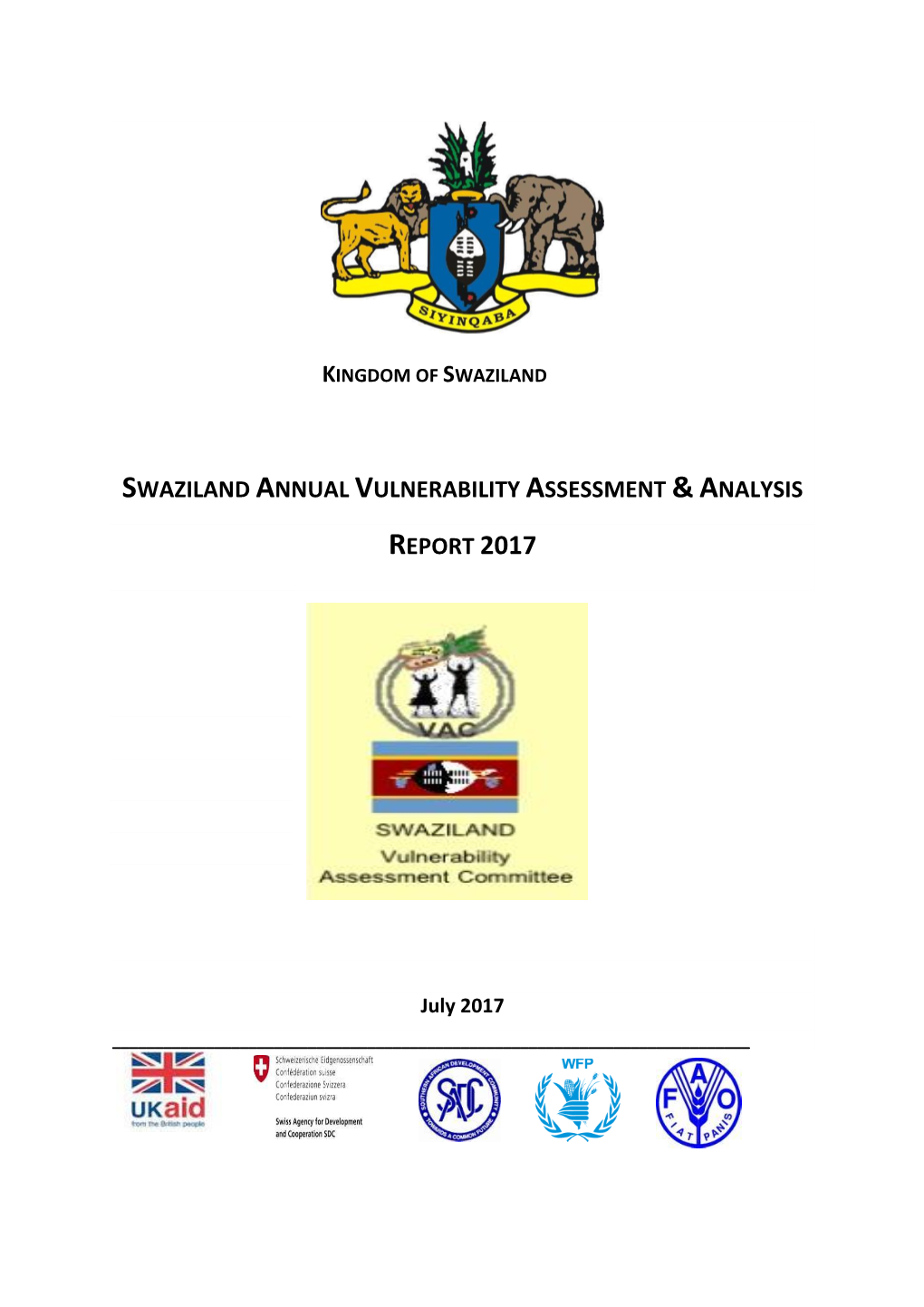 Swaziland Annual Vulnerability Assessment & Analysis