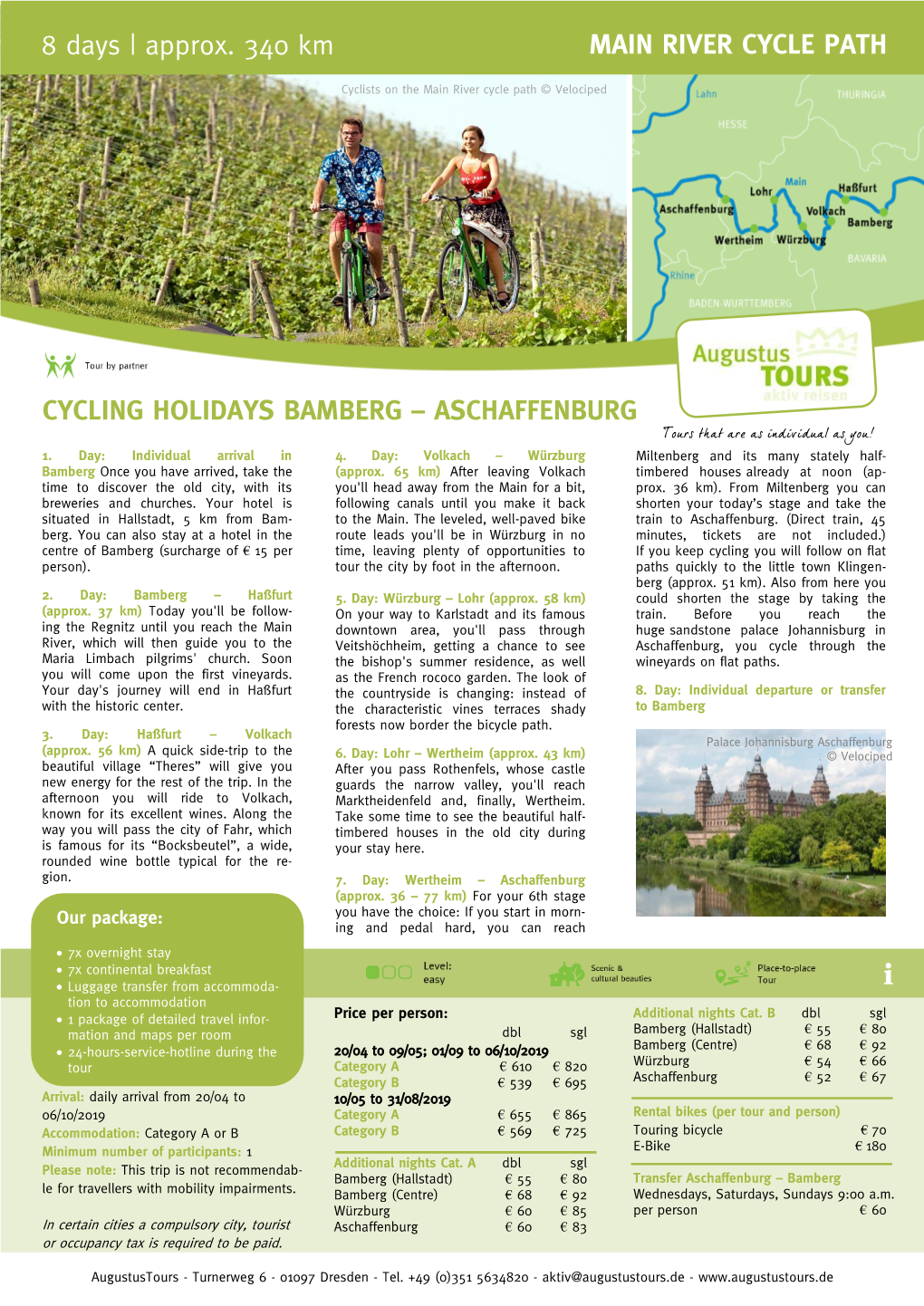 MAIN RIVER CYCLE PATH 8 Days | Approx. 340 Km CYCLING HOLIDAYS BAMBERG – ASCHAFFENBURG