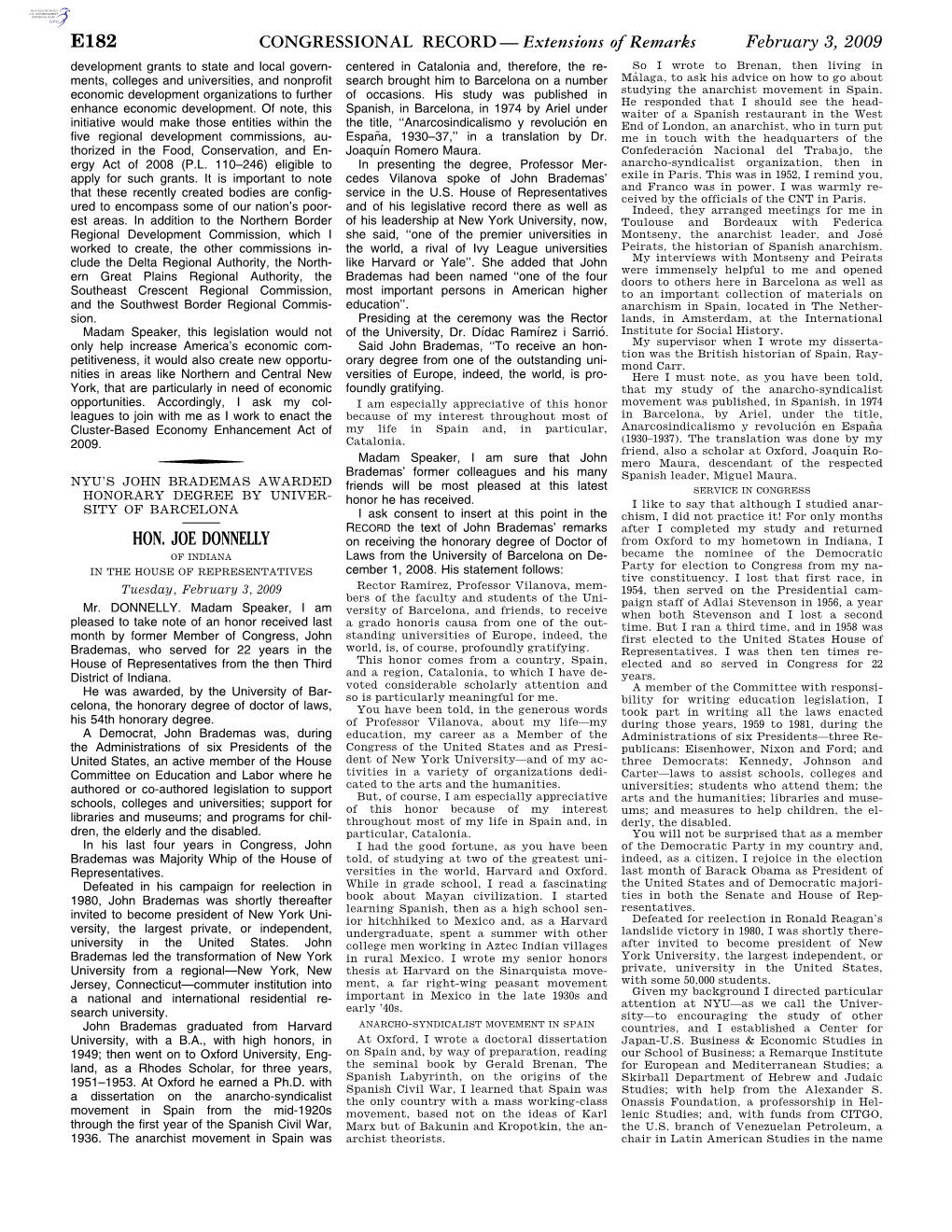 CONGRESSIONAL RECORD— Extensions of Remarks E182 HON