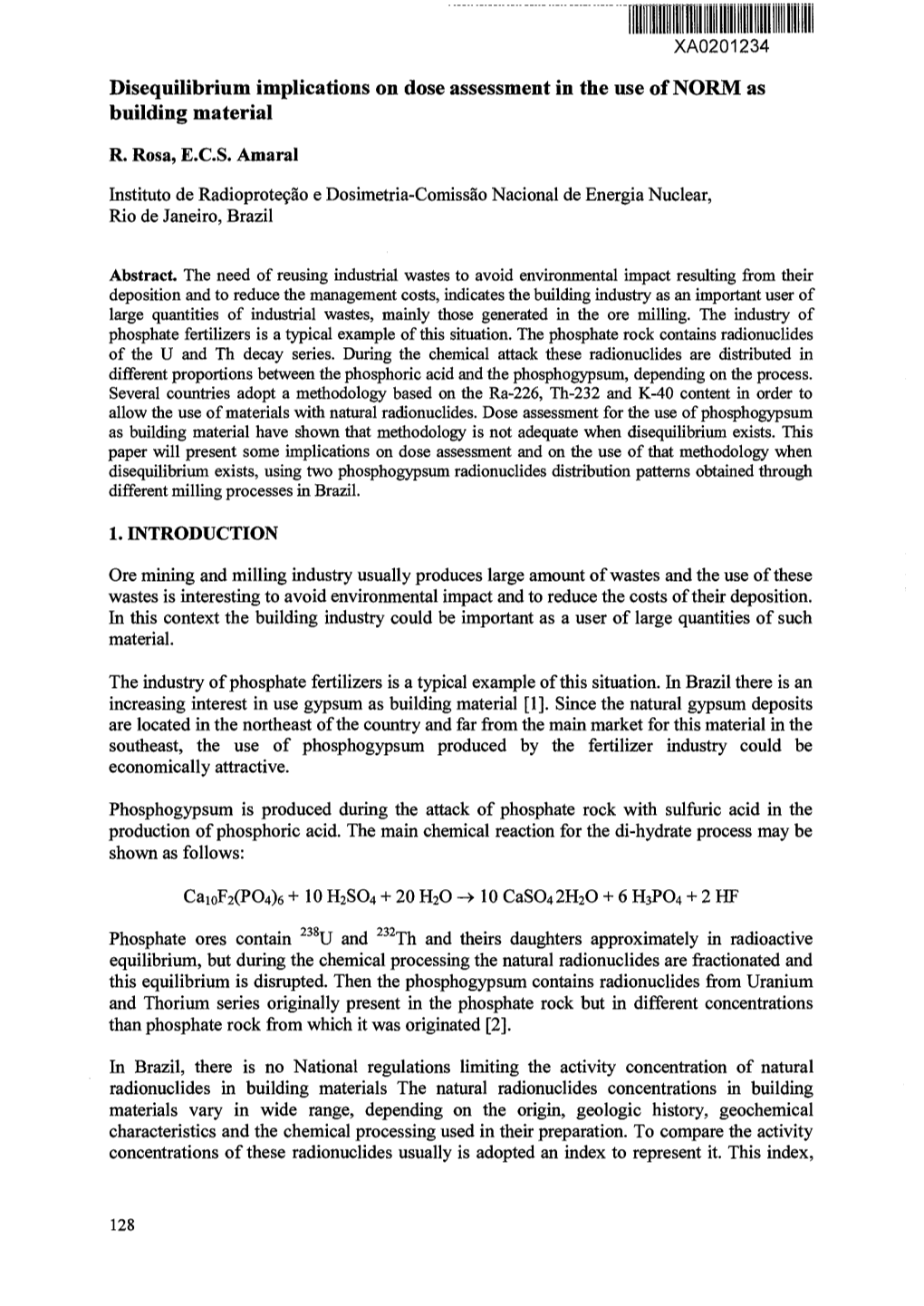 Disequilibrium Implications on Dose Assessment in the Use of NORM As Building Material