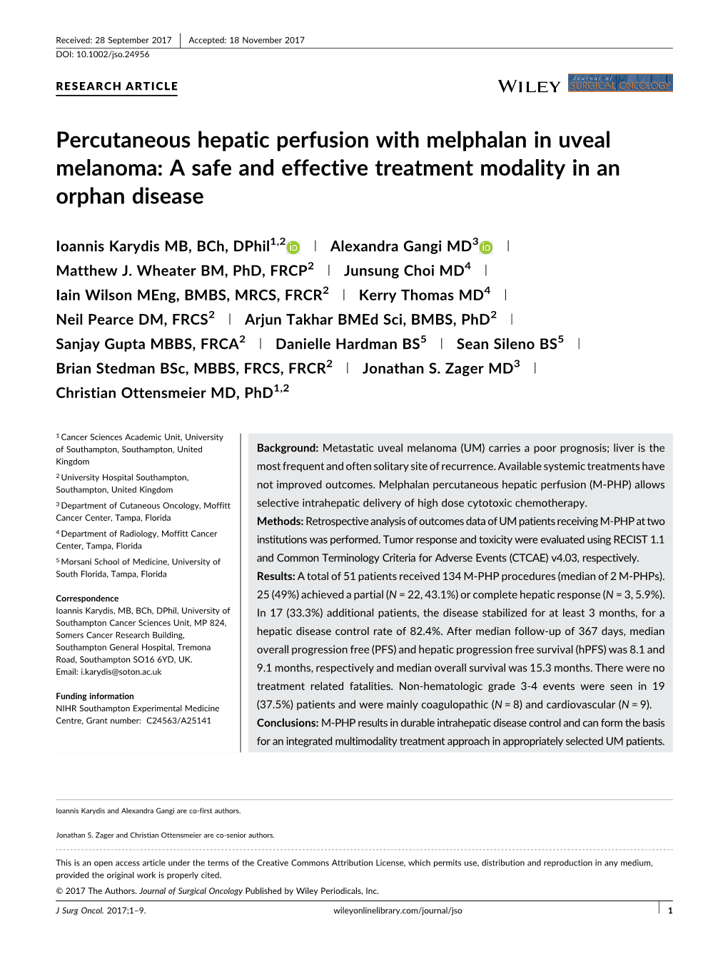 Percutaneous Hepatic Perfusion with Melphalan in Uveal Melanoma: a Safe and Effective Treatment Modality in an Orphan Disease