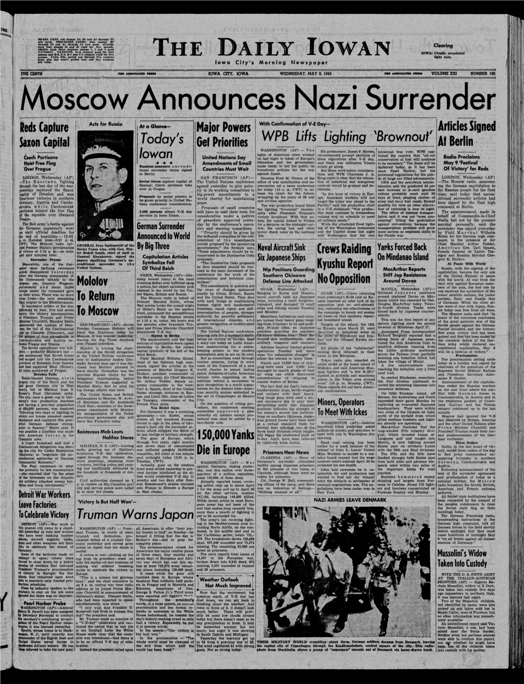Daily Iowan (Iowa City, Iowa), 1945-05-09
