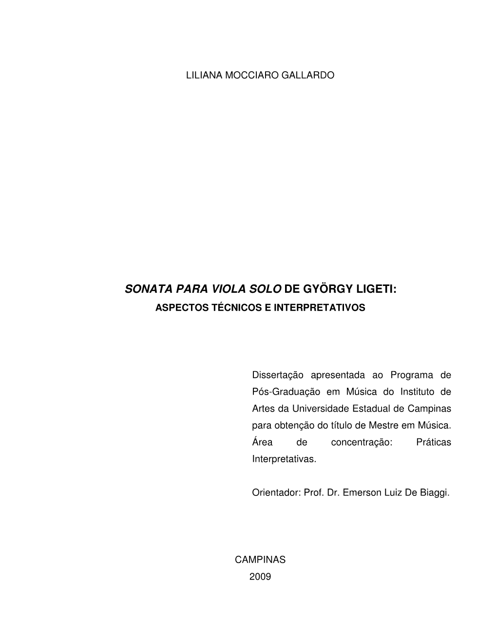 Sonata Para Viola Solo De György Ligeti: Aspectos Técnicos E Interpretativos