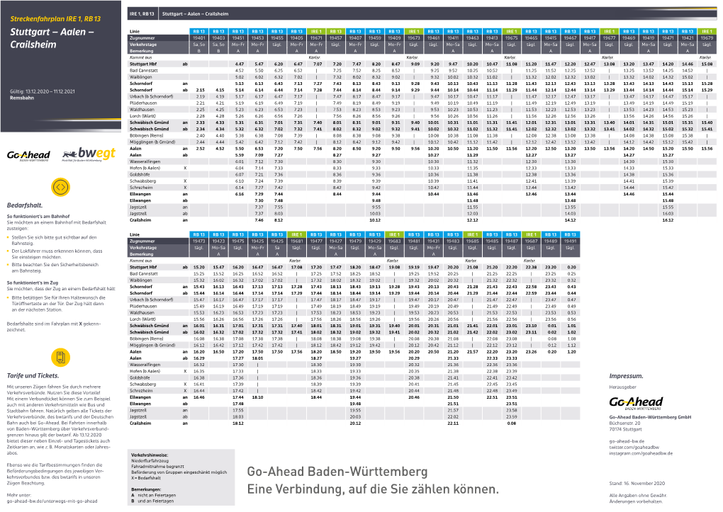 Stuttgart – Aalen – Crailsheim