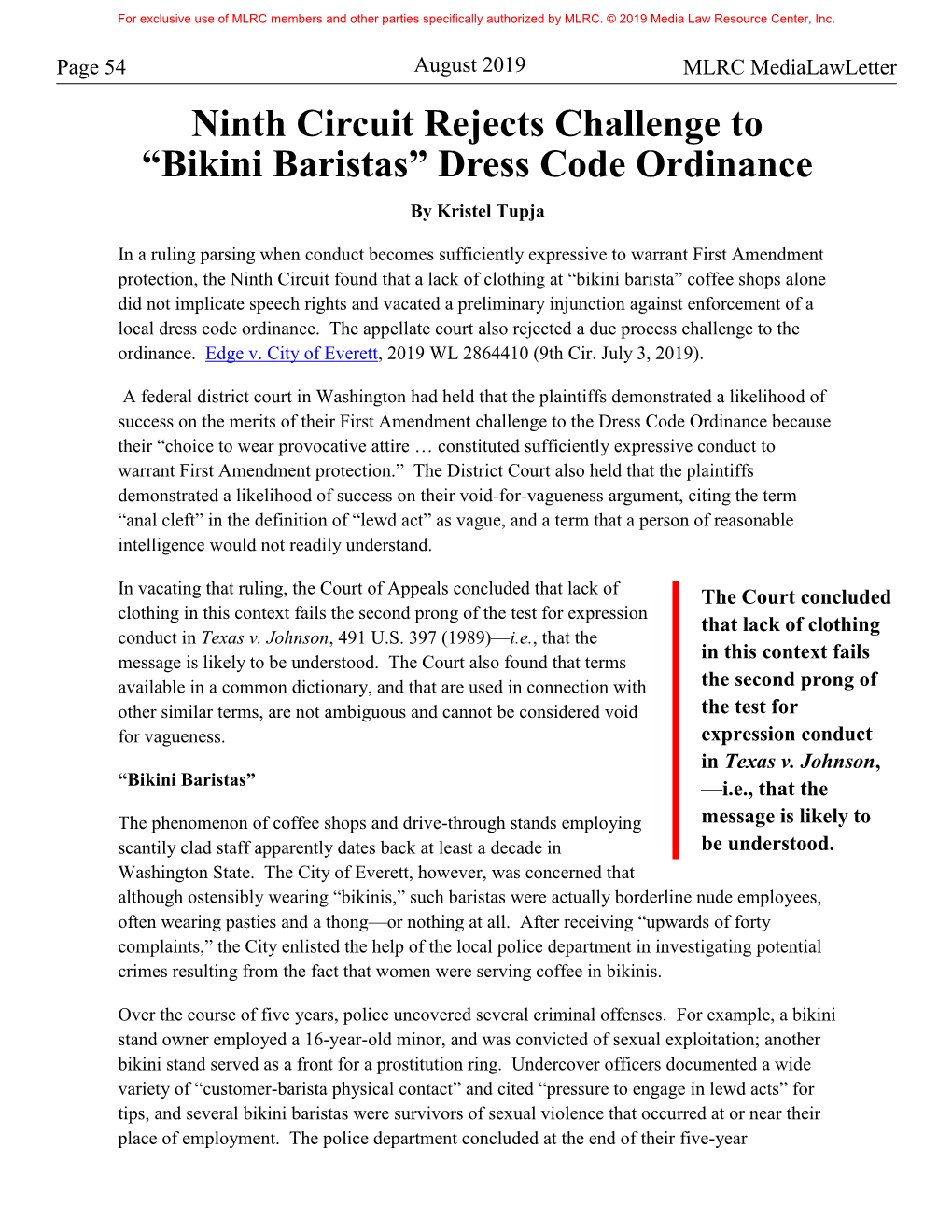 “Bikini Baristas” Dress Code Ordinance by Kristel Tupja