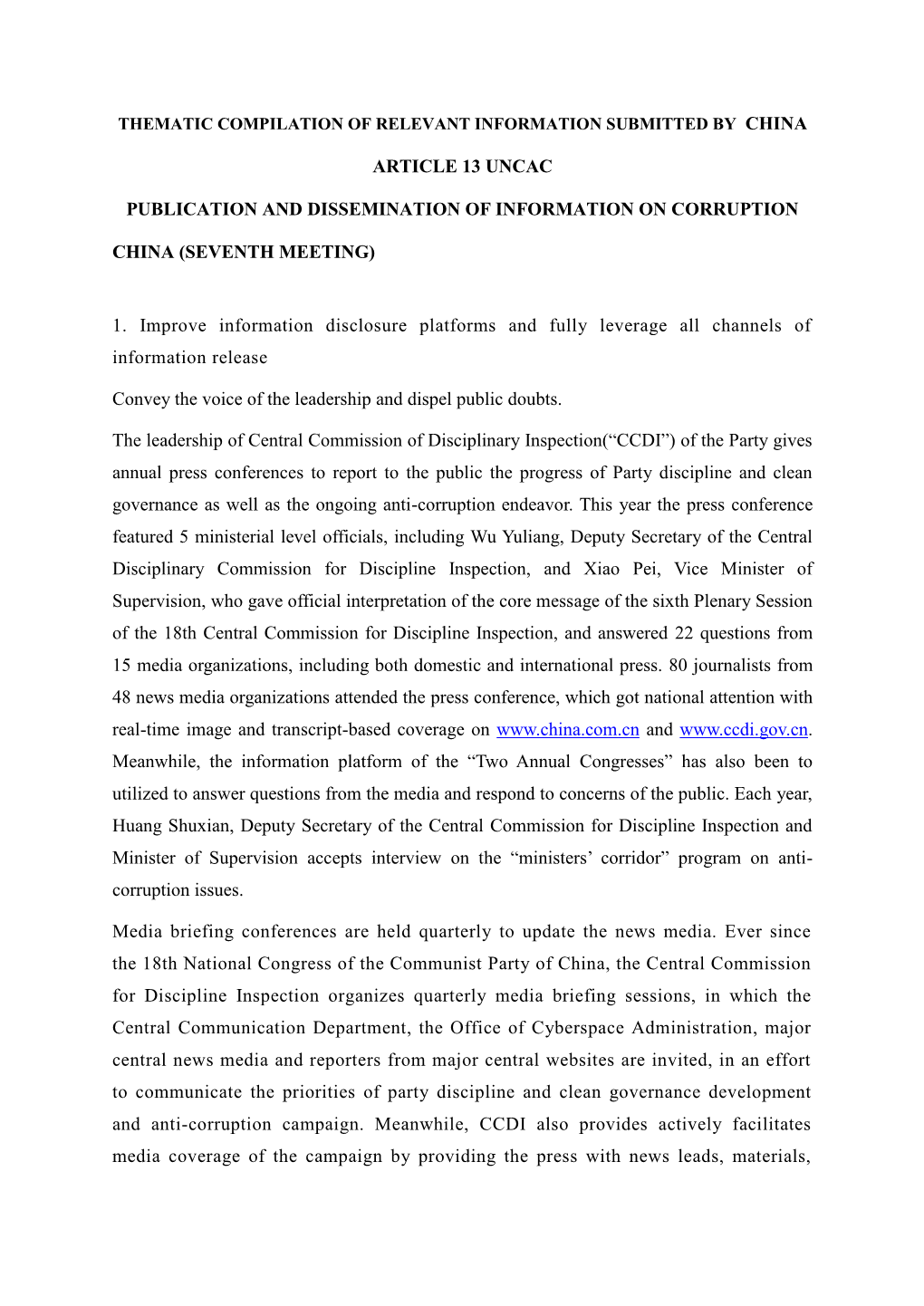 Article 13 Uncac Publication and Dissemination Of