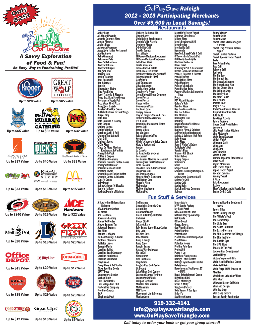 2013 Participating Merchants Over $9500 in Local Savings!