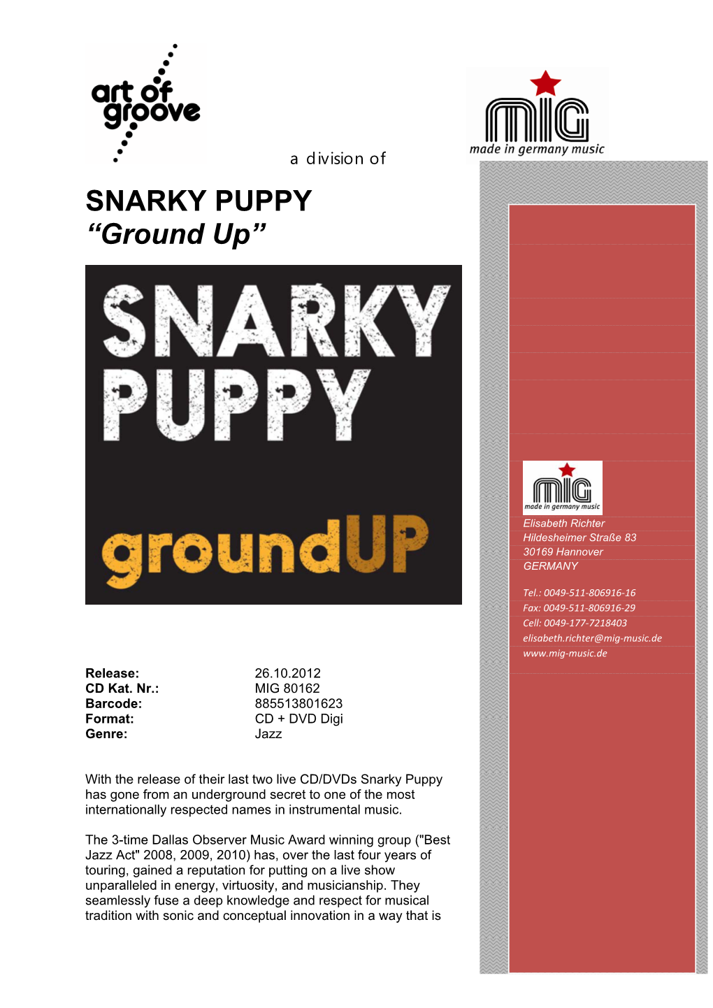 SNARKY PUPPY “Ground Up”