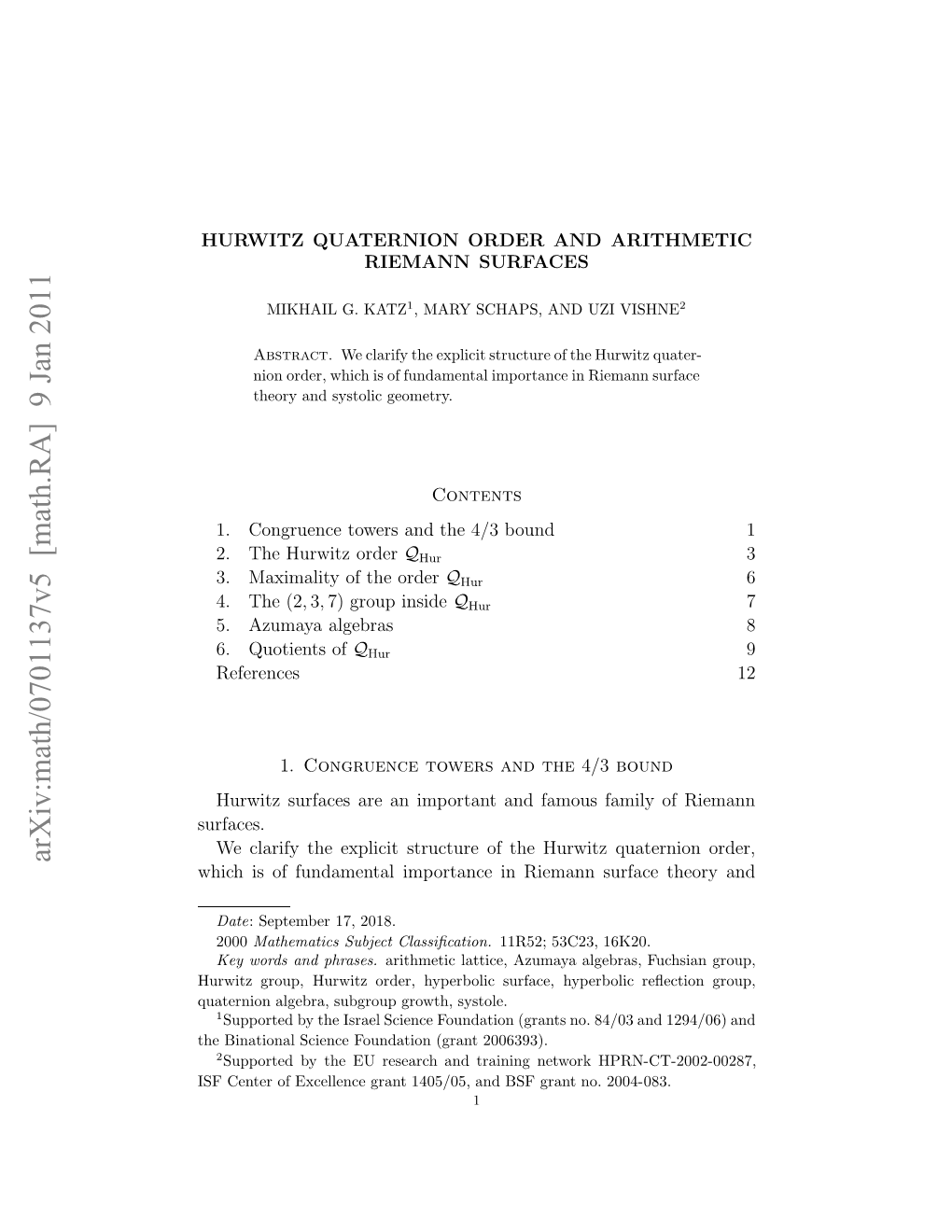 Arxiv:Math/0701137V5 [Math.RA] 9 Jan 2011 S Etro Xelnegat10/5 N S Rn O 2004- No