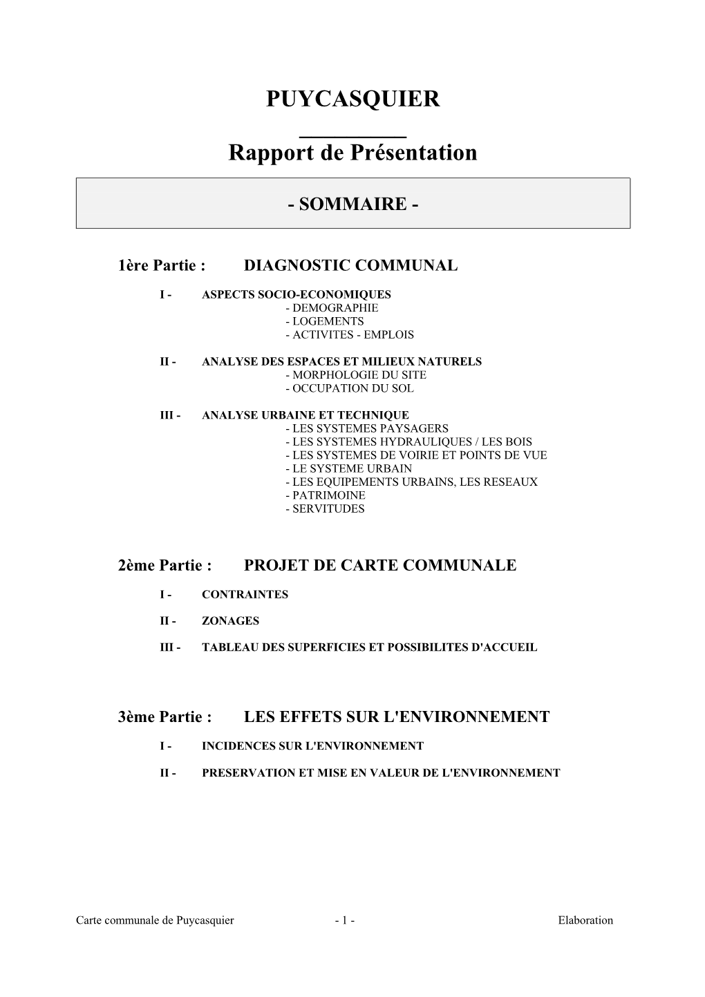 PUYCASQUIER ___Rapport De Présentation