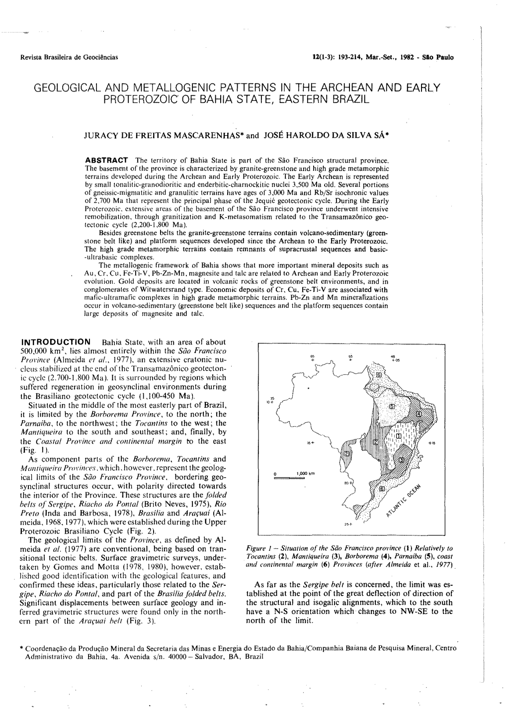 J"~~ the Brasiliano Geotectonic Cycle (1,100-450 Ma)