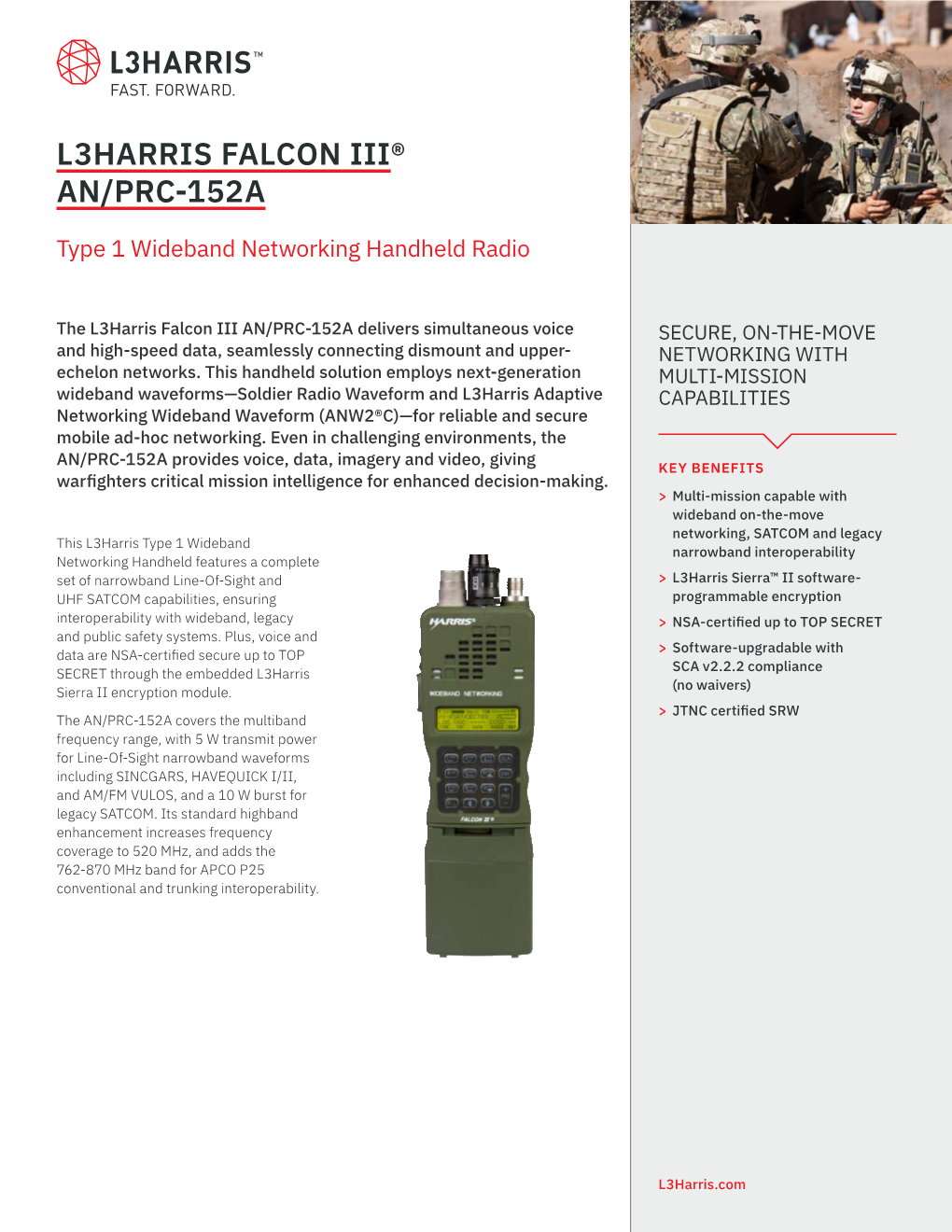 AN/PRC-152A Type 1 Wideband Networking Handheld Radio © 2019 L3harris Technologies, Inc