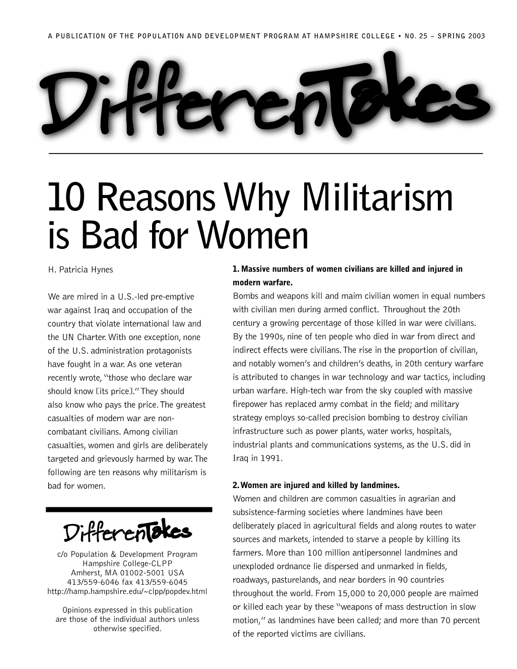 10 Reasons Why Militarism Is Bad for Women