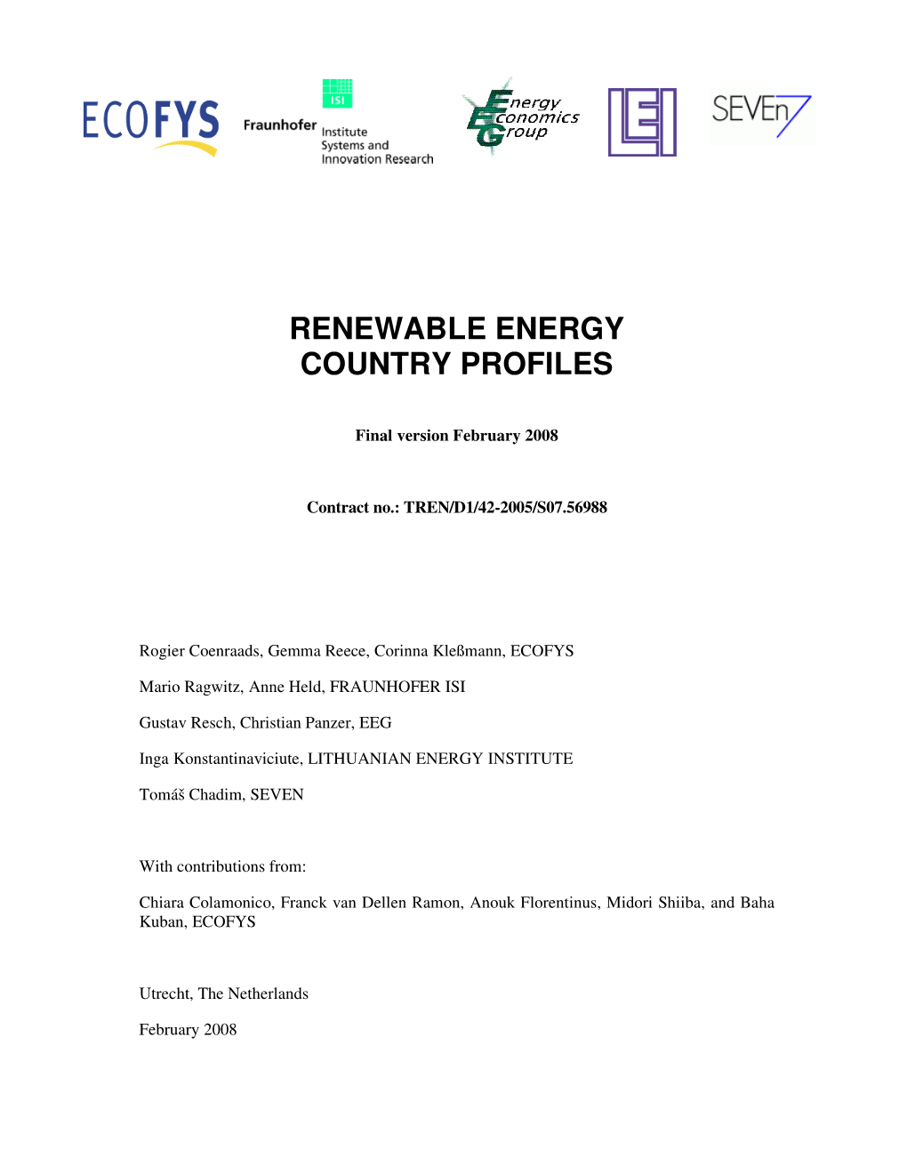 Renewable Energy Country Profiles