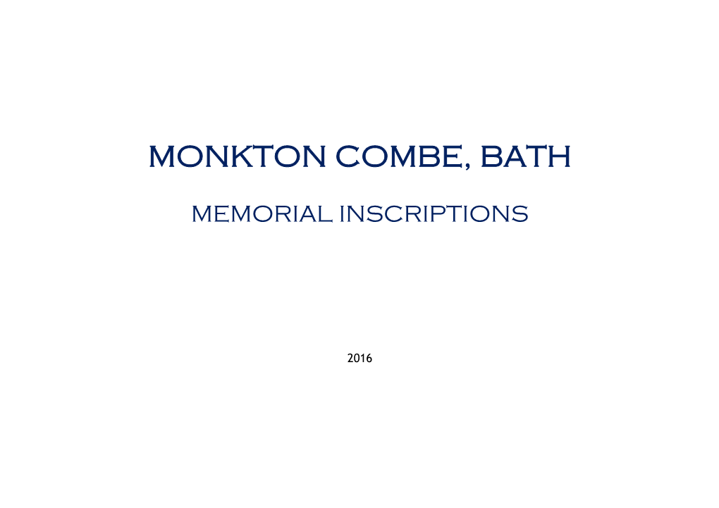Monkton Combe, Bath