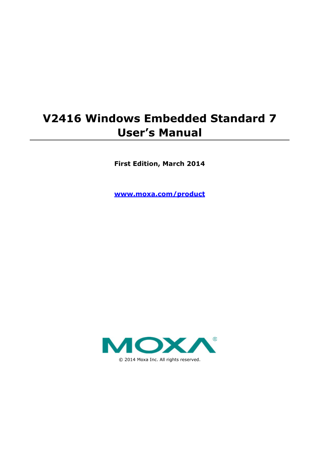 V2416 Windows Embedded Standard 7 User's Manual