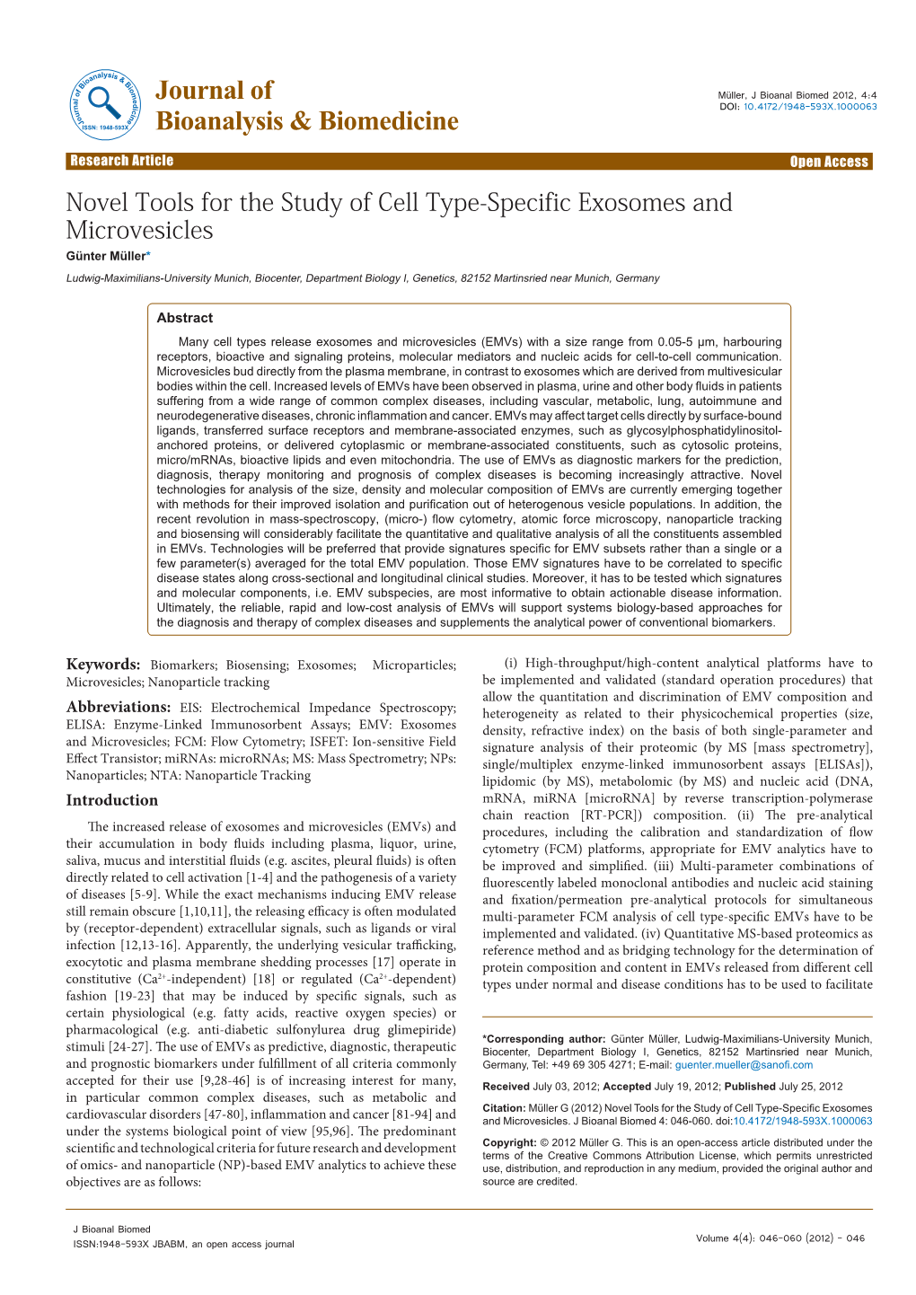 Novel Tools for the Study of Cell Type-Specific Exosomes And