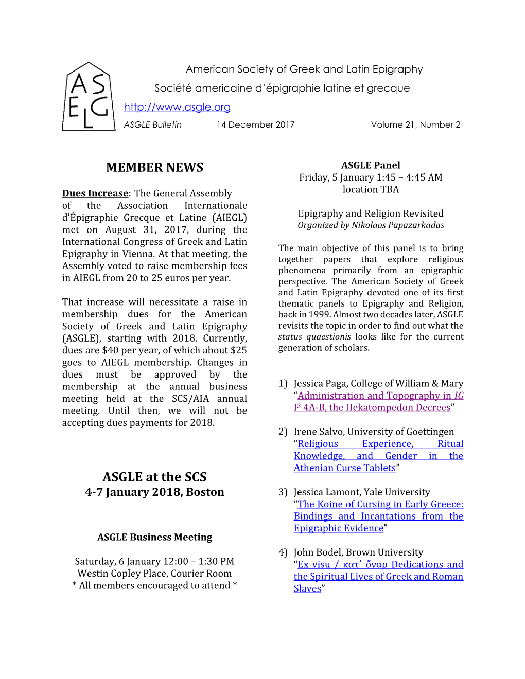 ASGLE Bulletin 21.2