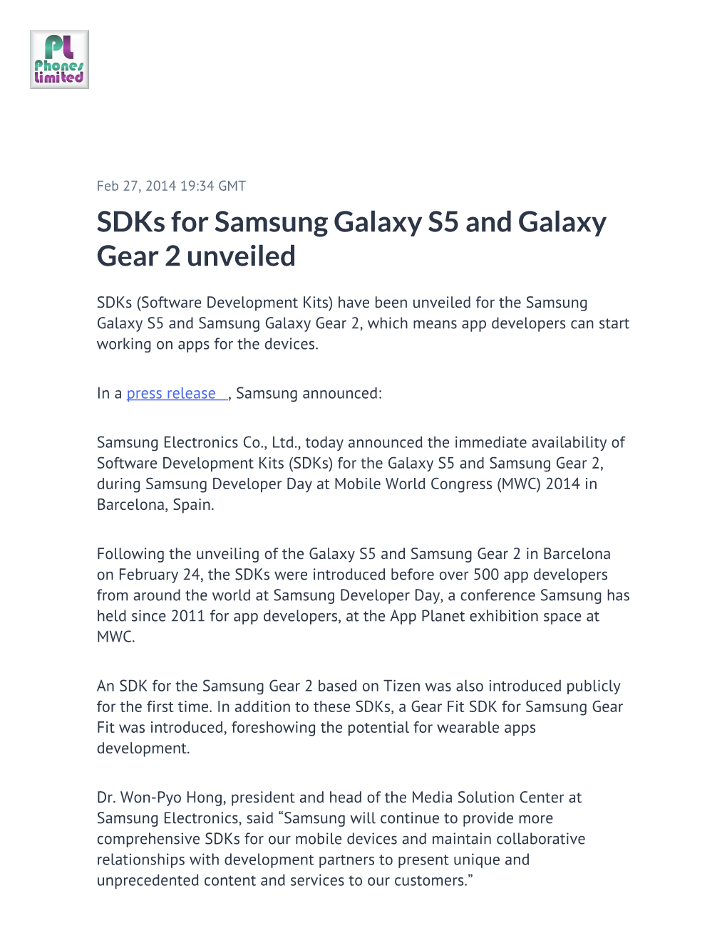 Sdks for Samsung Galaxy S5 and Galaxy Gear 2 Unveiled