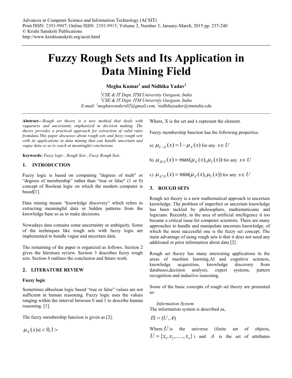 Fuzzy Rough Sets and Its Application in Data Mining Field