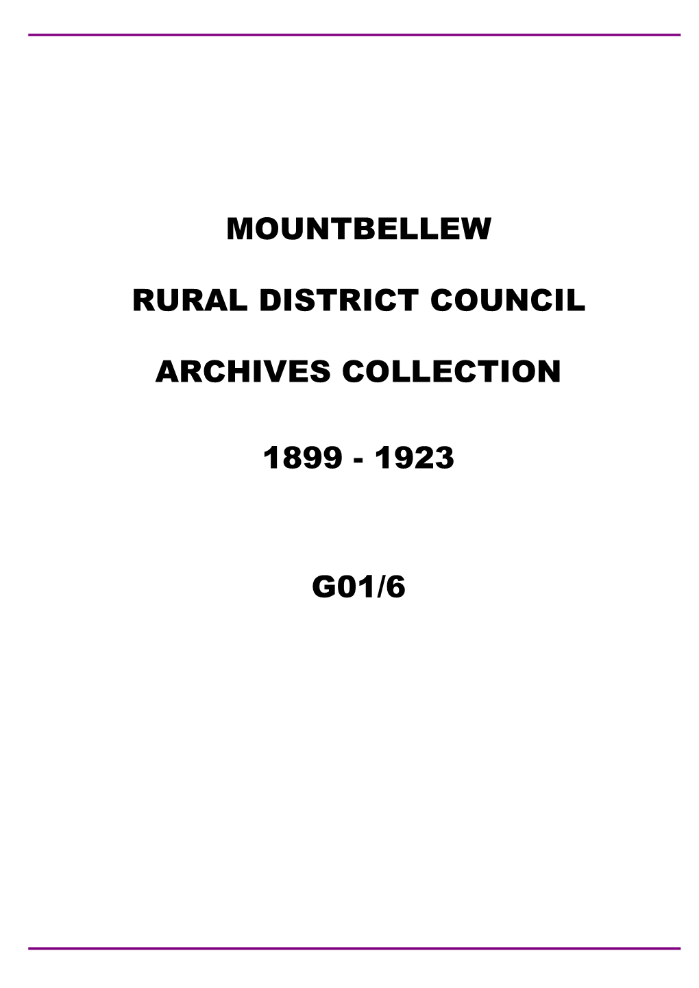 G01-6 Mountbellew Rural District Council 1899-1923