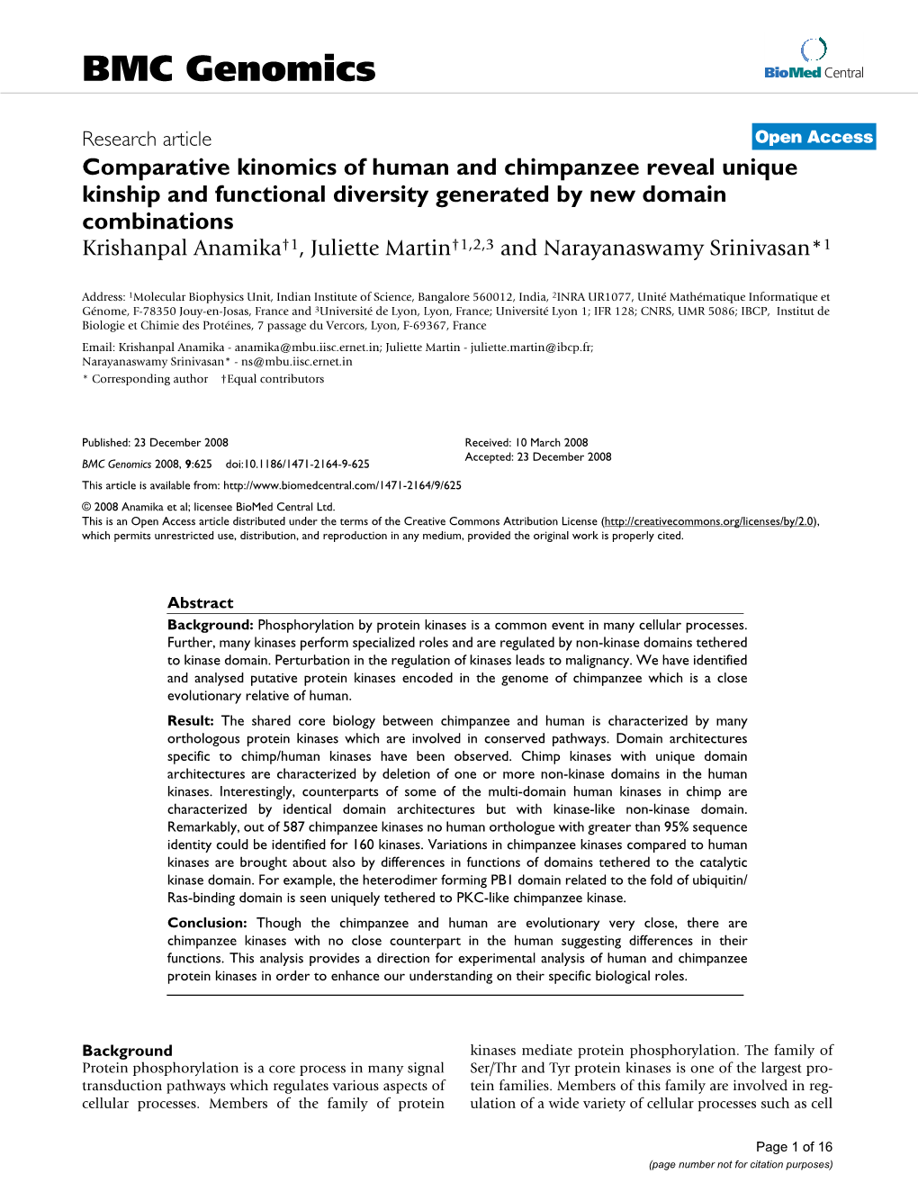 Comparative Kinomics of Human and Chimpanzee Reveal Unique Kinship