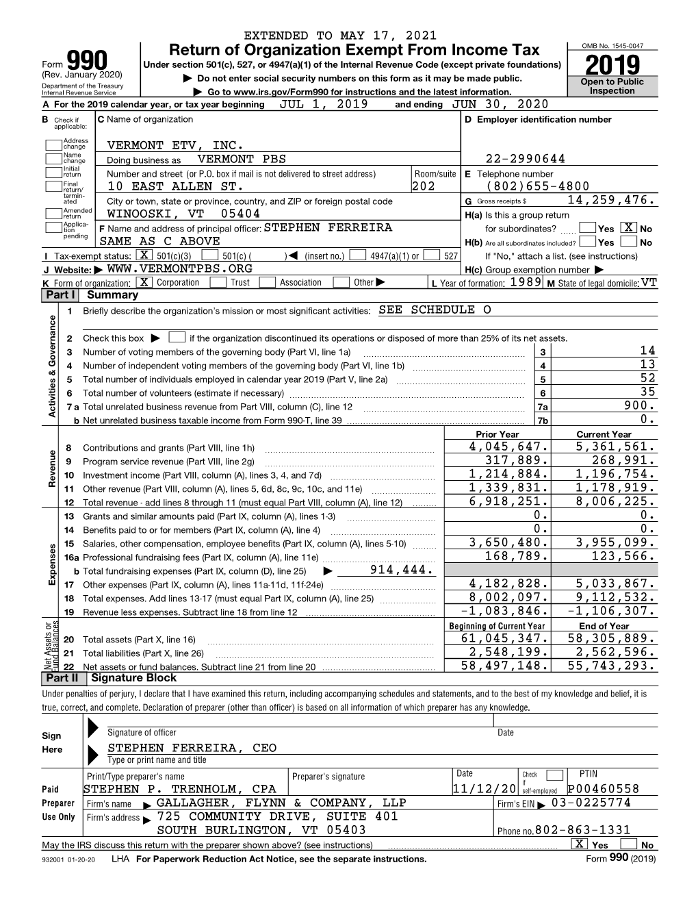 Return of Organization Exempt from Income Tax OMB No