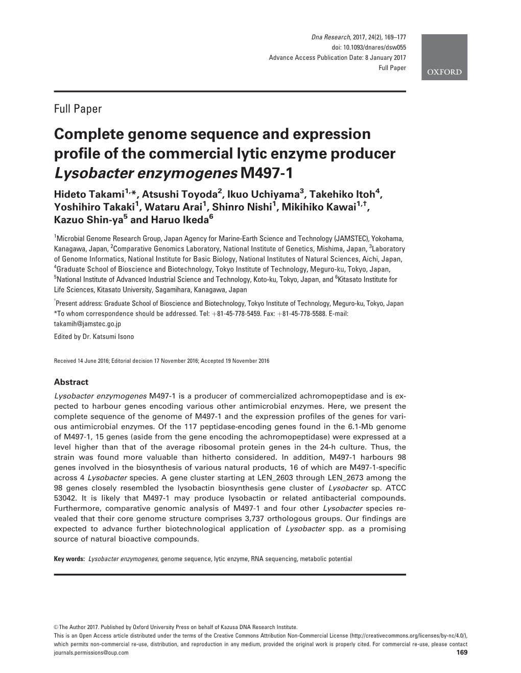 Complete Genome Sequence and Expression