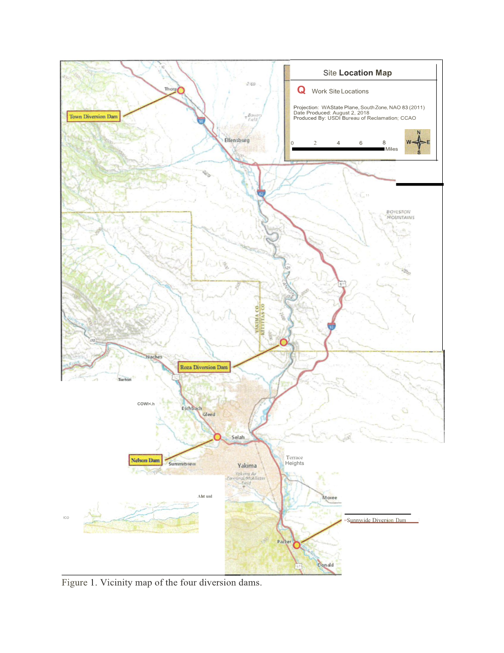 Figure 1. Vicinity Map of the Four Diversion Dams