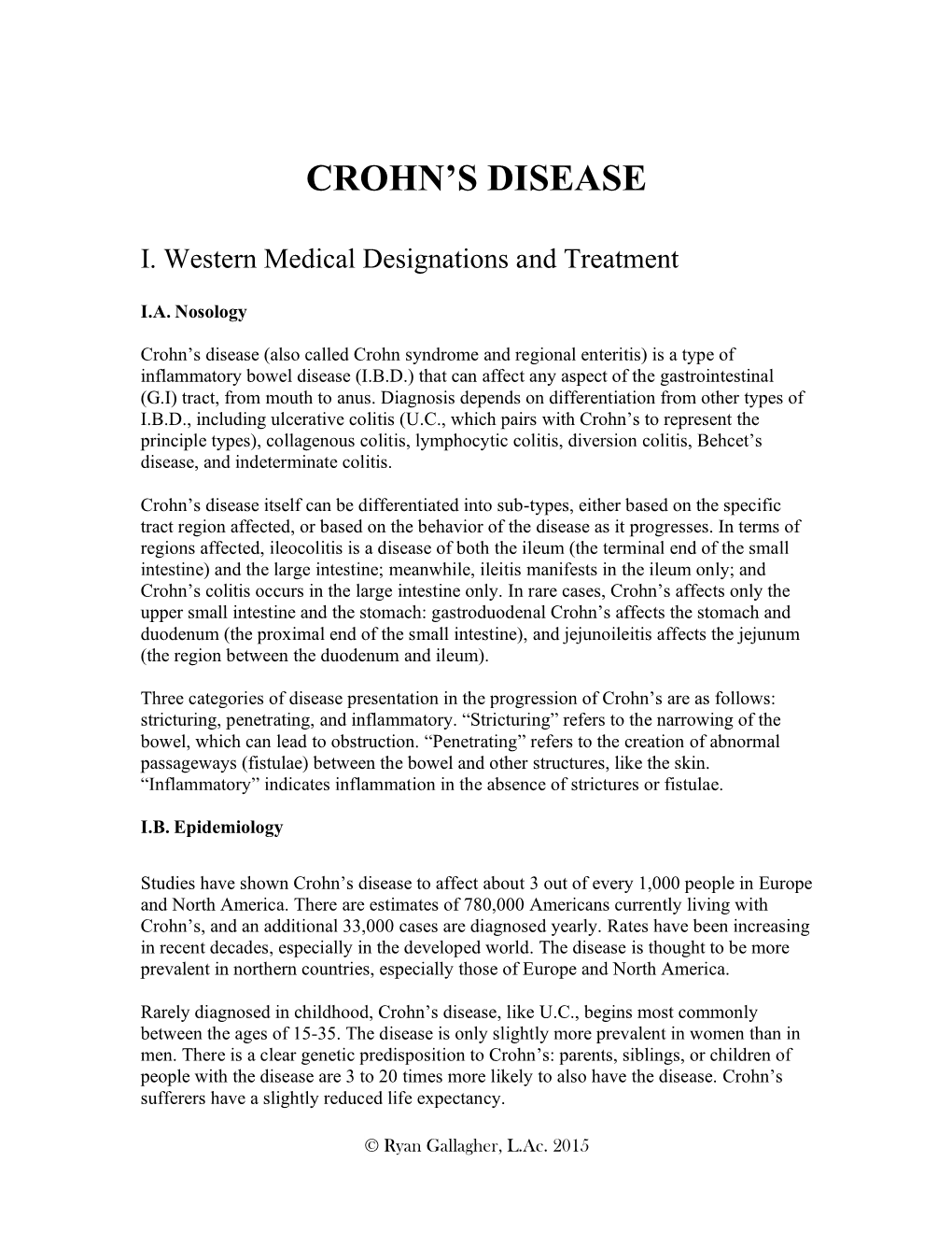 Crohn's Disease: Western and Oriental Perspectives, Part II
