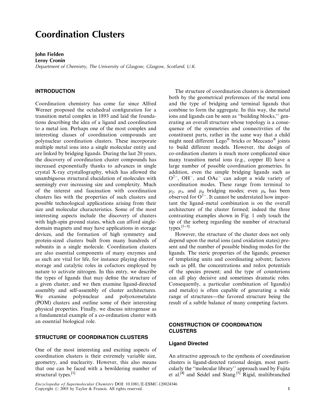 Coordination Clusters