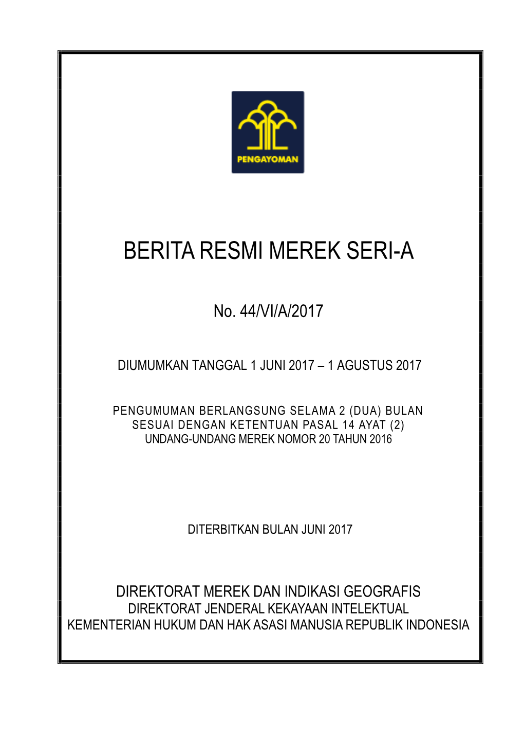 Berita Resmi Merek No. 44/VI/A/2017