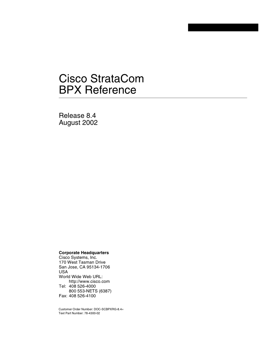 Cisco Stratacom BPX Reference