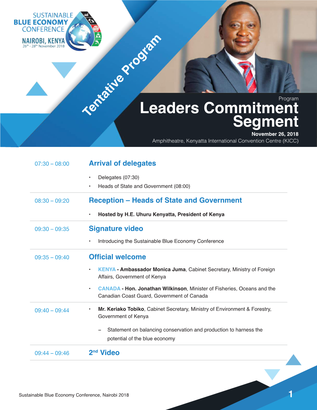 Leaders Commitment Segment November 26, 2018 Amphitheatre, Kenyatta International Convention Centre (KICC)