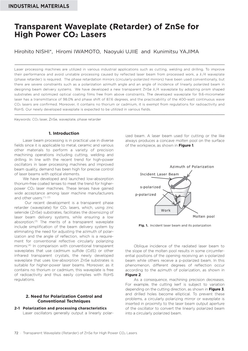 Transparent Waveplate (Retarder) of Znse for High Power CO2 Lasers