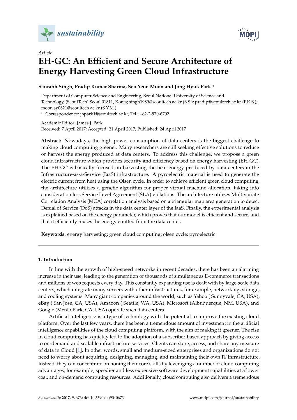 An Efficient and Secure Architecture of Energy Harvesting Green Cloud