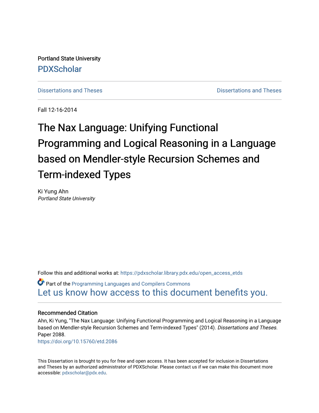 Unifying Functional Programming and Logical Reasoning in a Language Based on Mendler-Style Recursion Schemes and Term-Indexed Types